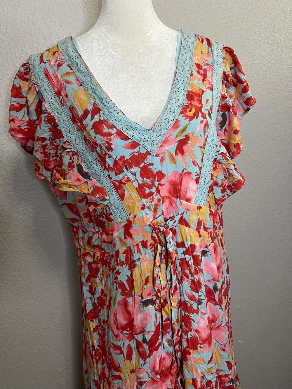 Baltic Born Maggie Maxi Dress Blue/Coral Size Large NWT